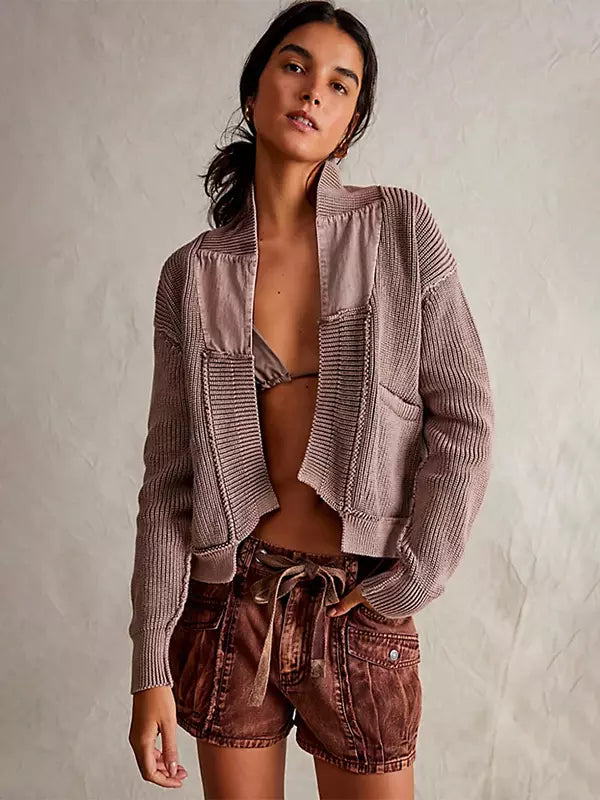 Boho Patchwork Cardigan Loose Fit Short Jacket For Autumn 2025