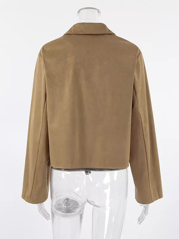Vintage Cropped Suede Jacket For Women 2025