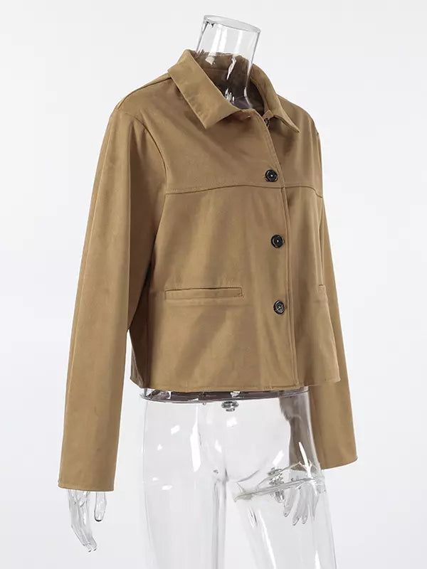 Vintage Cropped Suede Jacket For Women 2025