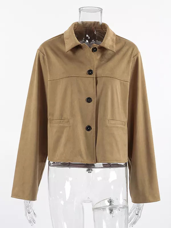 Vintage Cropped Suede Jacket For Women 2025