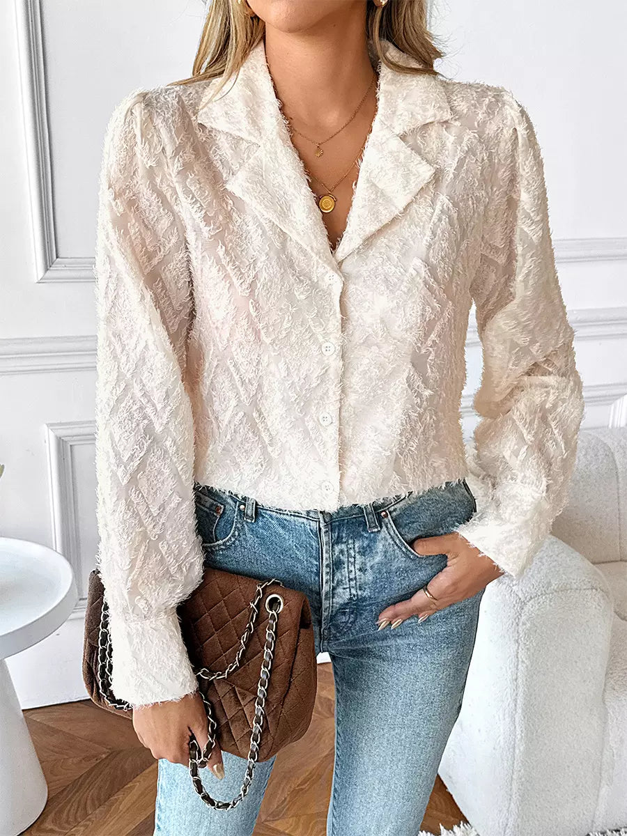 Apricot Textured Long-Sleeve Shirt For Women 2025