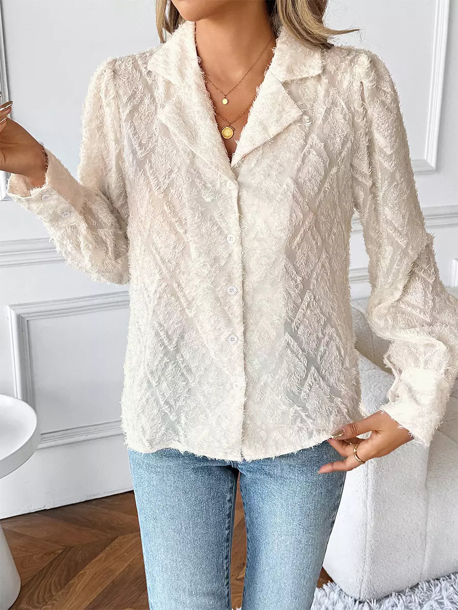Apricot Textured Long-Sleeve Shirt For Women 2025