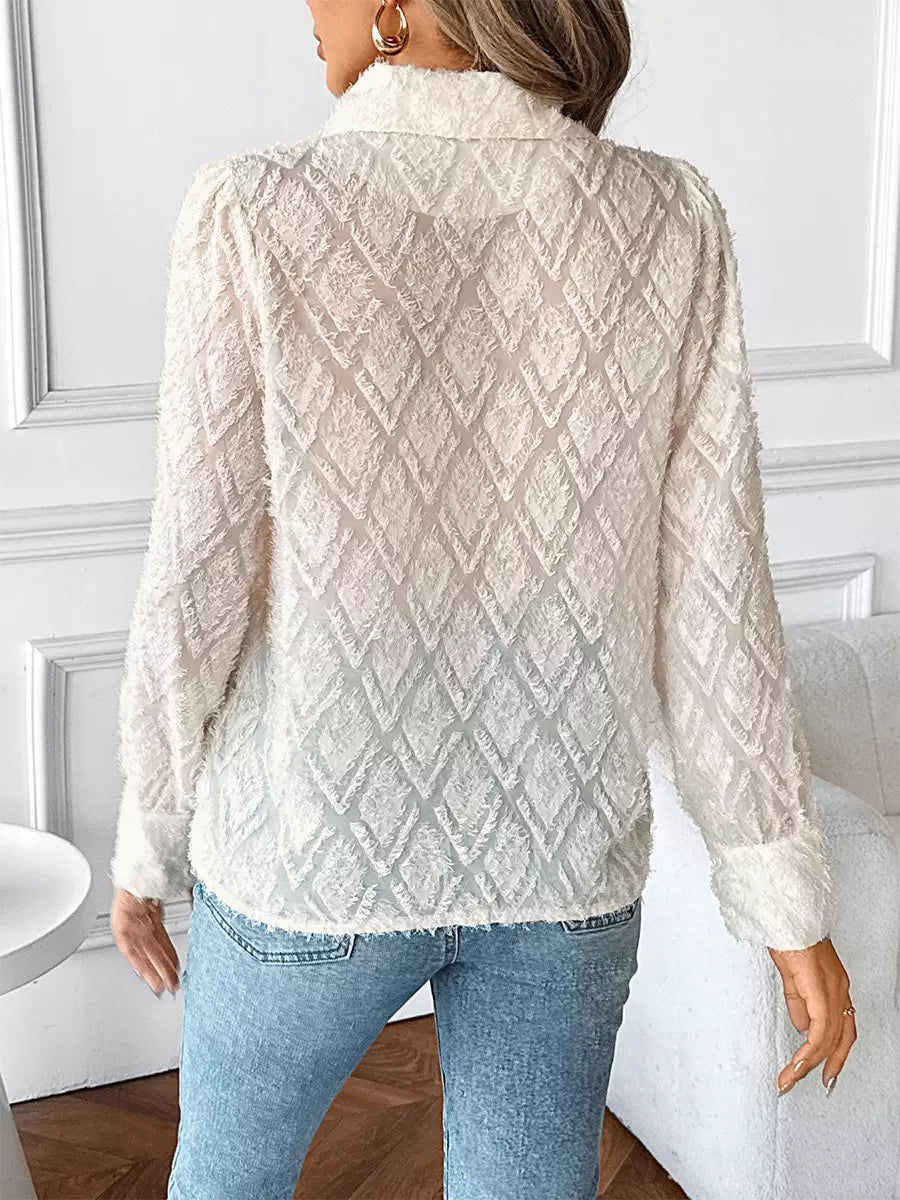 Apricot Textured Long-Sleeve Shirt For Women 2025