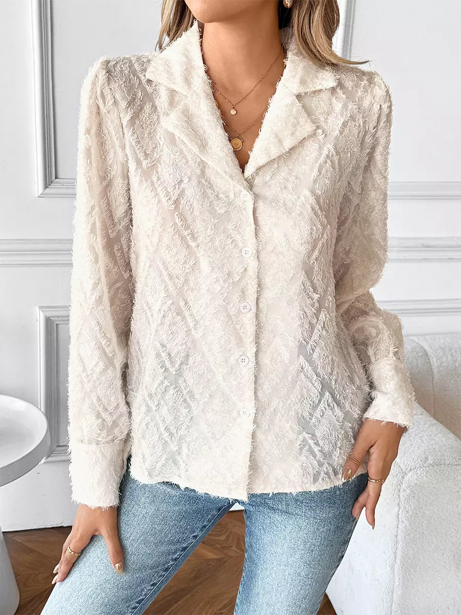 Apricot Textured Long-Sleeve Shirt For Women 2025
