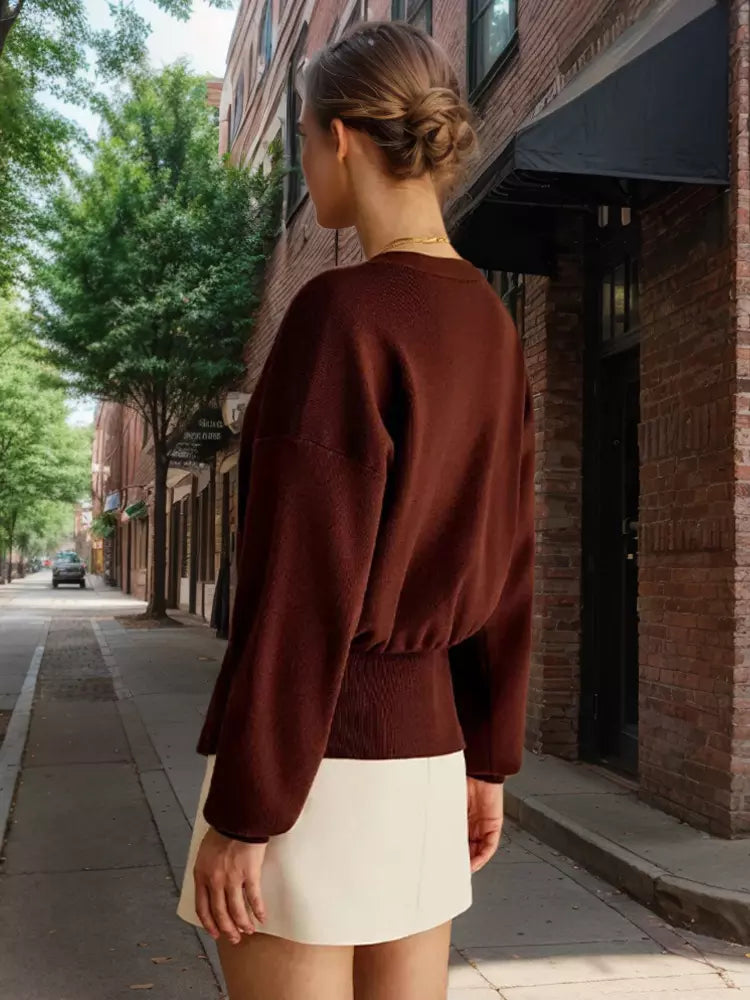 Sweaters Cardigans V-Neck One Button Long Sleeves Spring Casual Outerwear For Women 2025