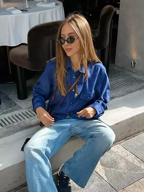 Klein Blue Midi Shacket In Autumn For Women 2025