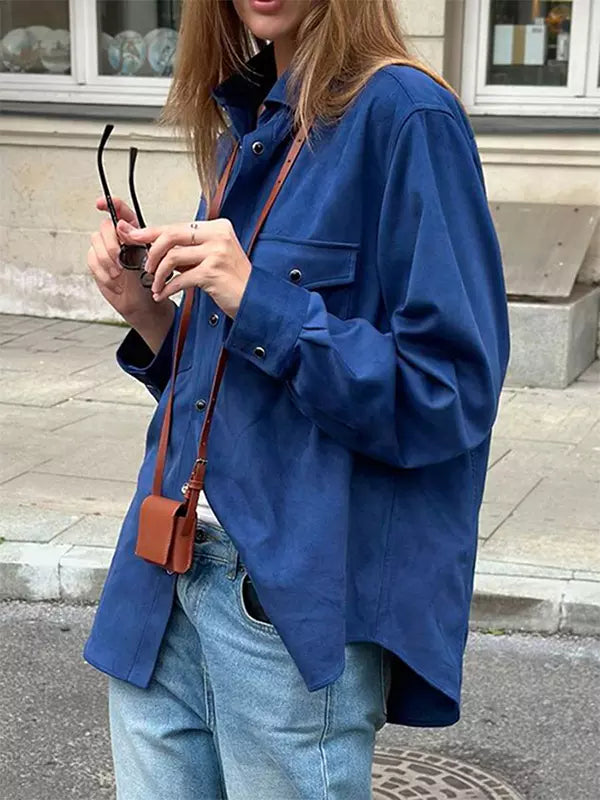 Klein Blue Midi Shacket In Autumn For Women 2025