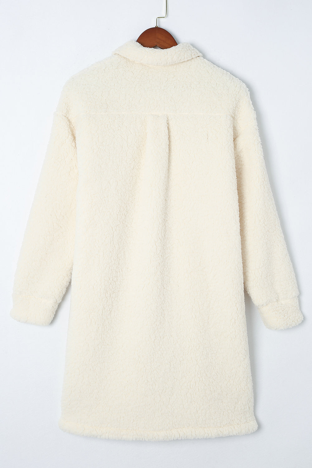 Contrast Flap Pocket Single Breasted Teddy Coat